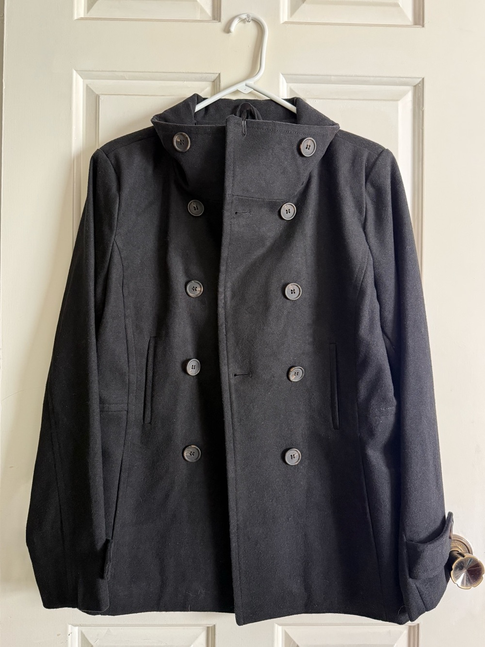 Black Double-Breasted Pea Coat - Picture 4 of 5